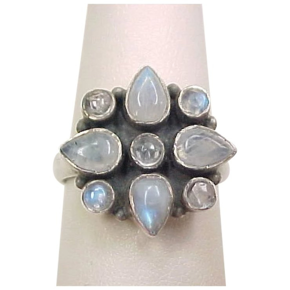 Vintage Sterling Silver Moonstone Ring - Picture 1 of 8